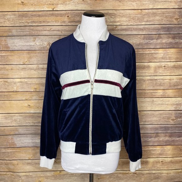 Brandy Melville Jackets & Blazers - Brandy Melville Blue Velour Felix Bomber Jacket